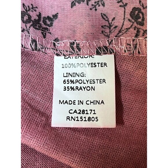 Y2K Fairycore Pink Floral & Polka Dot Chiffon Tunic Top With Asymmetrical Hem - Picture 7 of 8